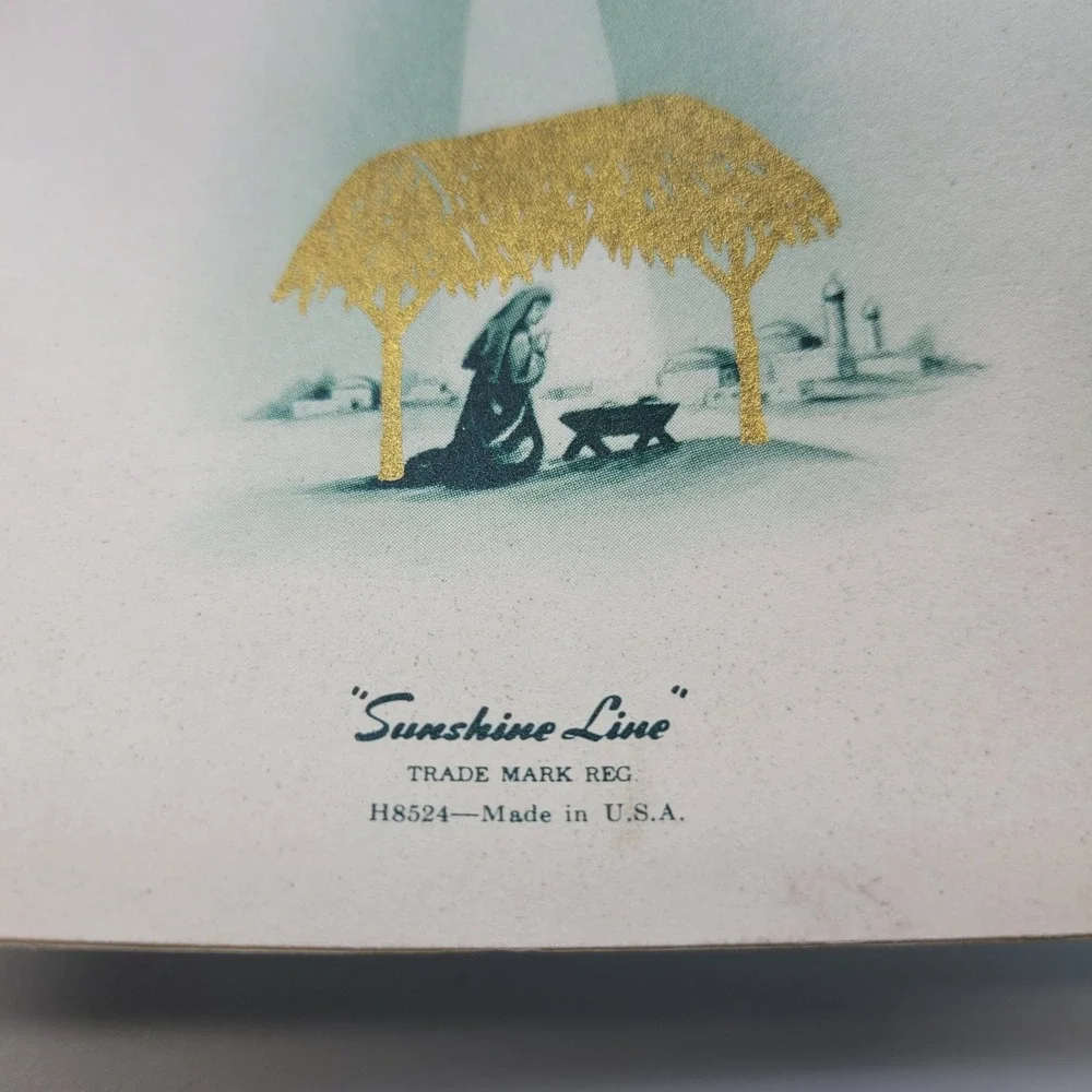 Vintage Christmas‎ Card Sunshine Line Religious Nativity Unused Signed